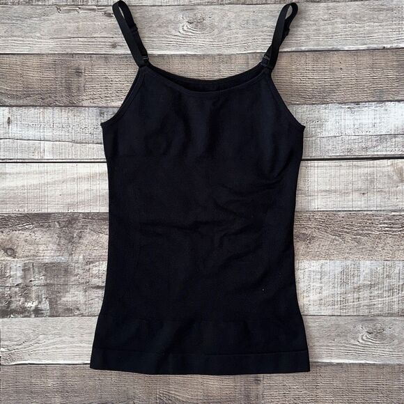 NWOT Empetur Black Nylon Spandex Adjustable Spaghetti Strap Compression Tank | S - Picture 1 of 3